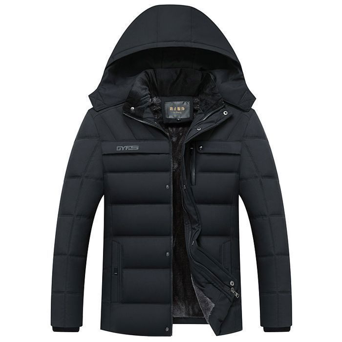 Doudoune Homme Hiver - Doudoune Chaud avec Capuche Amovible - Veste Décontractée pour Ski Patinage - épais Confortable - Noir