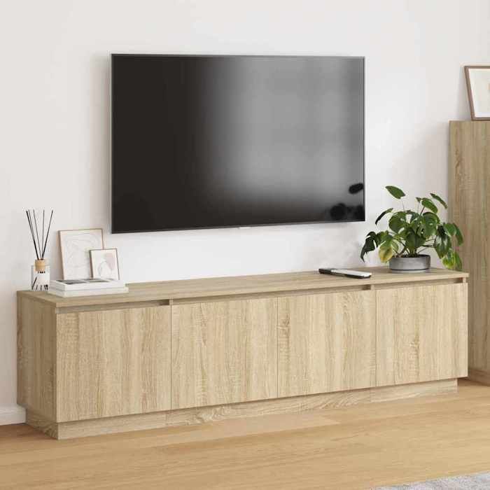 Meuble TV avec LED-Banc TV-Meuble Télé avec lumière Chêne sonoma 180 x 38 x 49 cm 887682