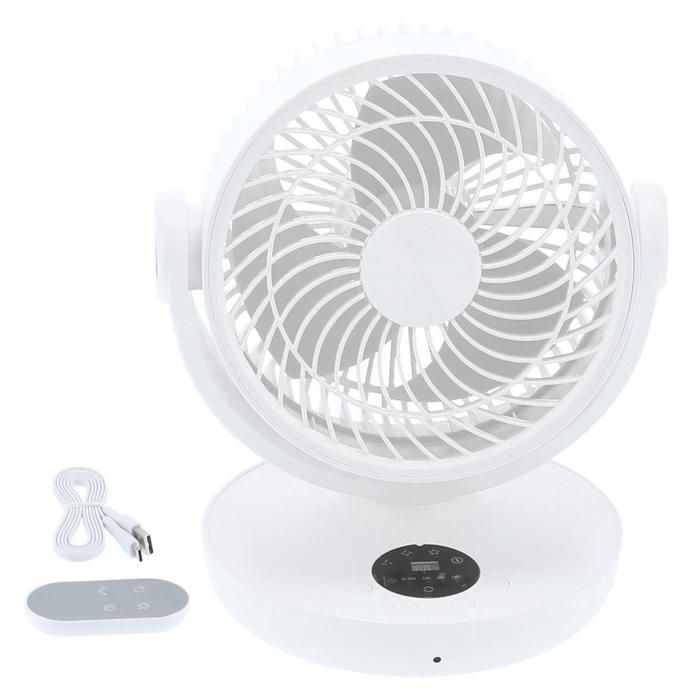 Ventilateur électrique réglable avec télécommande et affichage LED numérique chargement USB blanc - Jymm