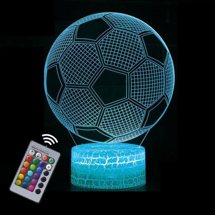 Veilleuse 3D - Football - 9 Couleurs - Télécommande - Écologique