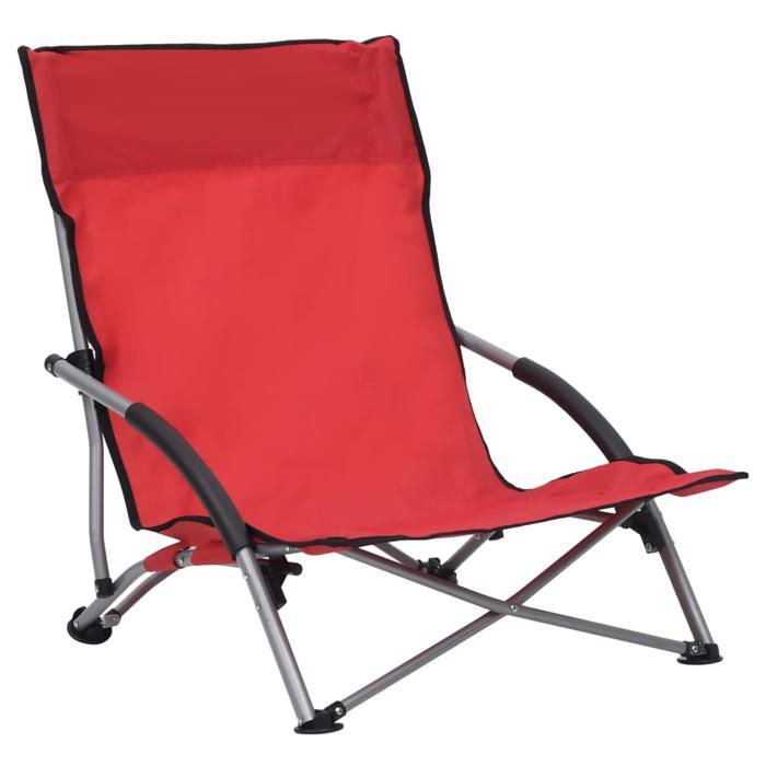 CHIC Chaises de plage pliables lot de 2（2 pcs) Rouge Tissu - 555x655x66 cm 688772 S11
