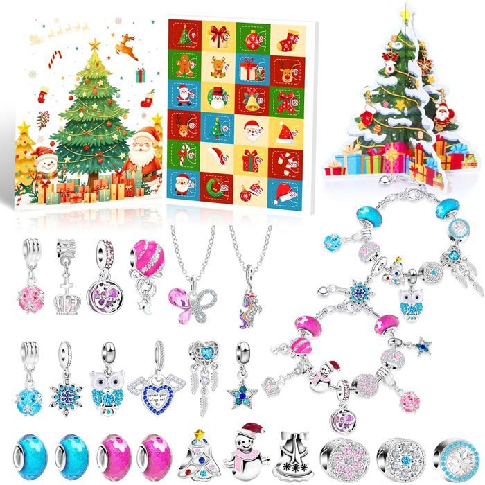 Calendrier De L'Avent 2025 Bijoux DIY Pour Fille - Bracelets Charms, Kit Créatif, 5-14 Ans
