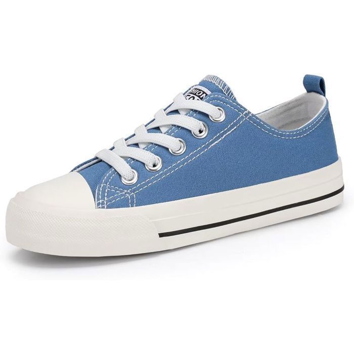 CASBEAM Baskets en Toile Enfants Chaussures de Salle et Tennis pour lÉcole Coloris Bleu - Semelle Antidérapante Souple - Taille 38 EU