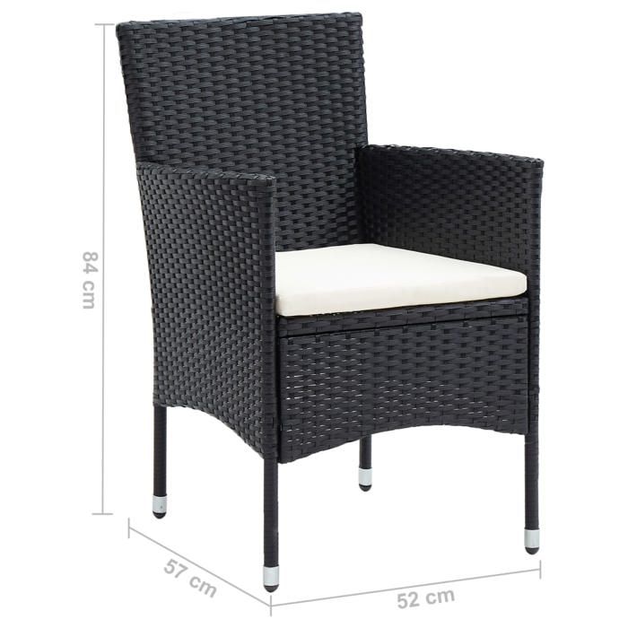 Mode Chaises à manger de jardin CHEZ YIYI Set de 4 Fauteuil de relaxation élégant Résine tressée Noir 53x58x84cm _793599915