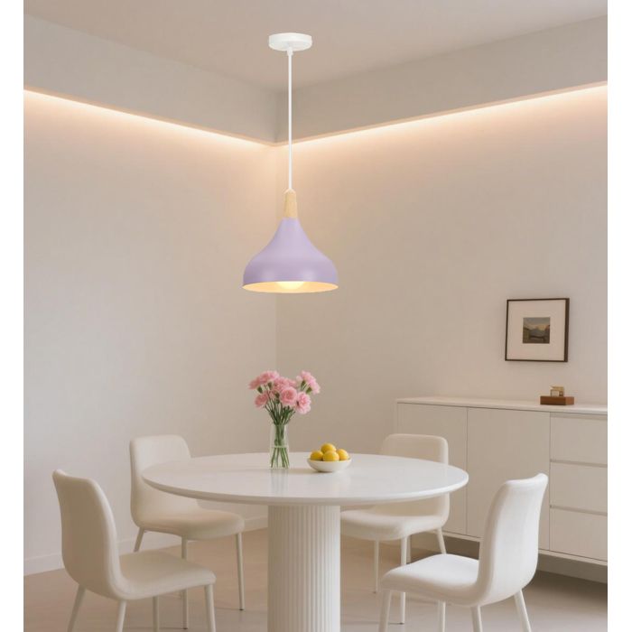 ElektraH Moderne Lustre 20cm Suspension Luminaire Vintage Abat-jour en Métal Bois Design Style Goutte Chapeau Plafonnier Retro