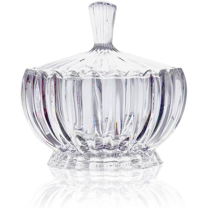 Bonbonnière en verre avec couvercle coupe à bonbons en cristal assiette à fruits bol décoratif blanc