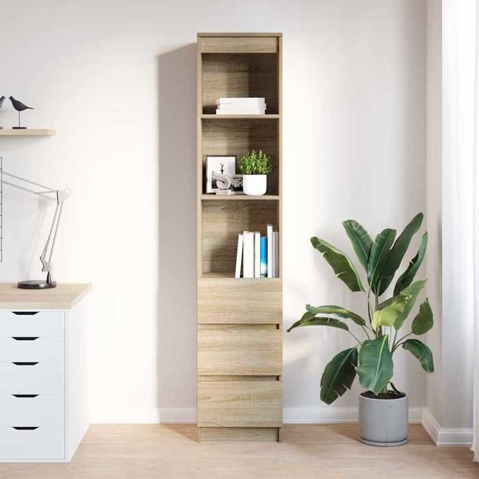 (17644)Meuble rangement - Buffet haut - contemporain - chêne sonoma 37 5x35x180 cm bois dingénierie poid:28.2 kg (17644)Meuble rangement - Buffet haut - contemporain - chêne sonoma 37 5x35x180 cm bois dingénierie poid:28.2 kg