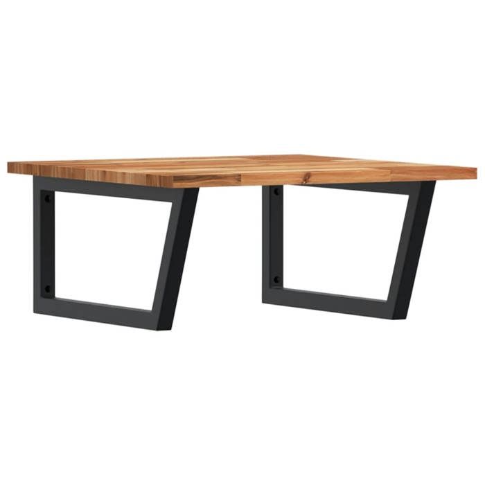 Étagère de vasque murale - vidaXL - acier - bois dacacia massif - noir - 60 x 60 x 2 cm 447kma91m