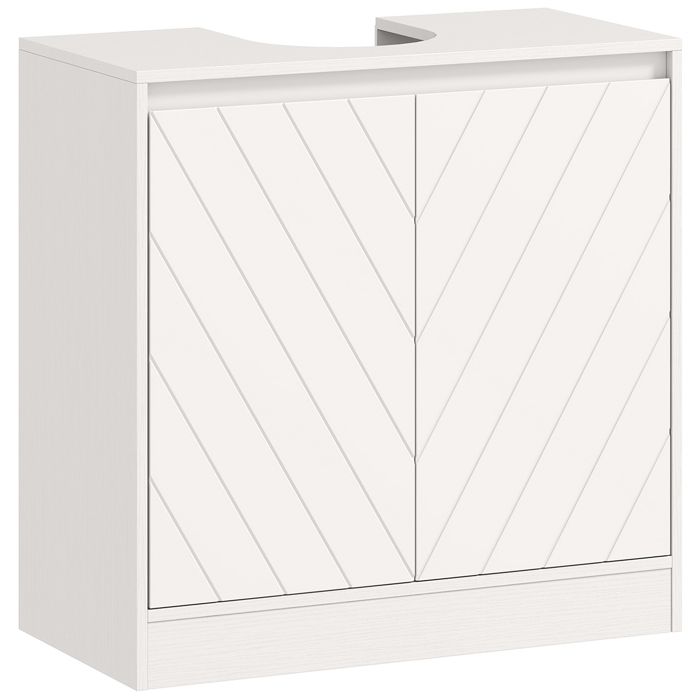 Meuble sous lavabo - HOMCOM - meuble sous-vasque placard 2 portes avec étagère rangement salle de bain - 60x30x59 8cm - blanc