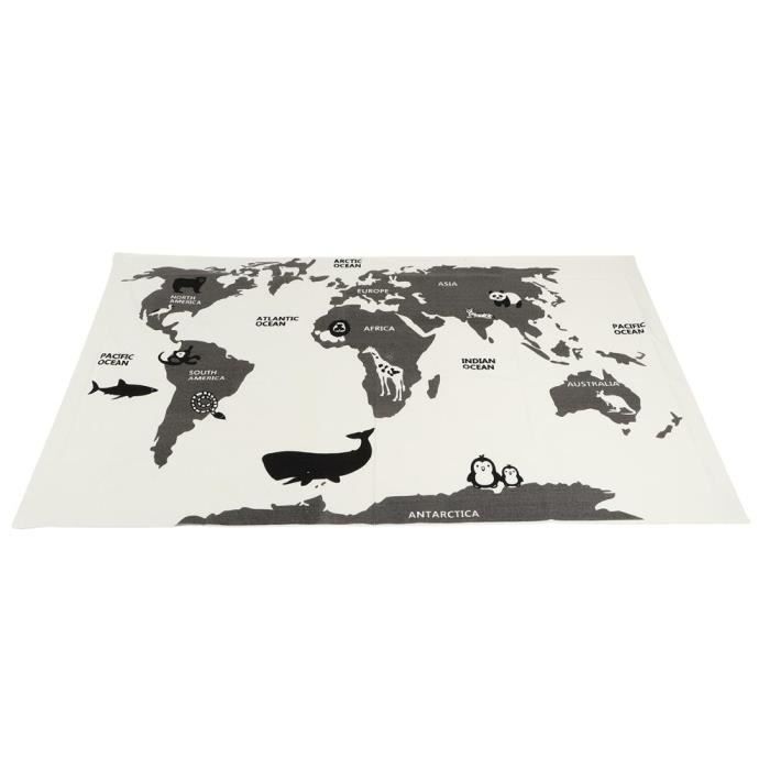 Tapis Rond Carte Du Monde 135cm Pour Bébé - Tapis De Jeu Rampant Hosoncovy Avec Motif Apprentissage