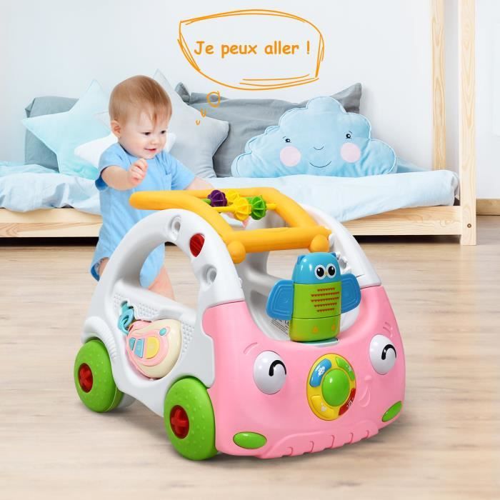 Trotteur Parlant 3 En 1 Pour Bebe De 6 3 Mois Telecommande Intelligente Lumineux Musical Sonore Hauteur Reglable 33 37 46cm Rose Cdiscount Puericulture Eveil Bebe