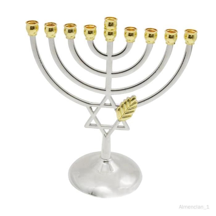 Candélabres de bougeoir de Hanukkah en métal Chandelier de Menorah de 9
