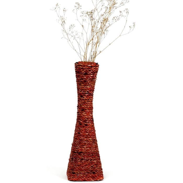 Grand Vase À Poser Au Sol - Vase À Poser Au Sol Pour Branches Décoratives,  Vase Haut Design Forme Cheminée, 40 Cm, Orange[H3168]