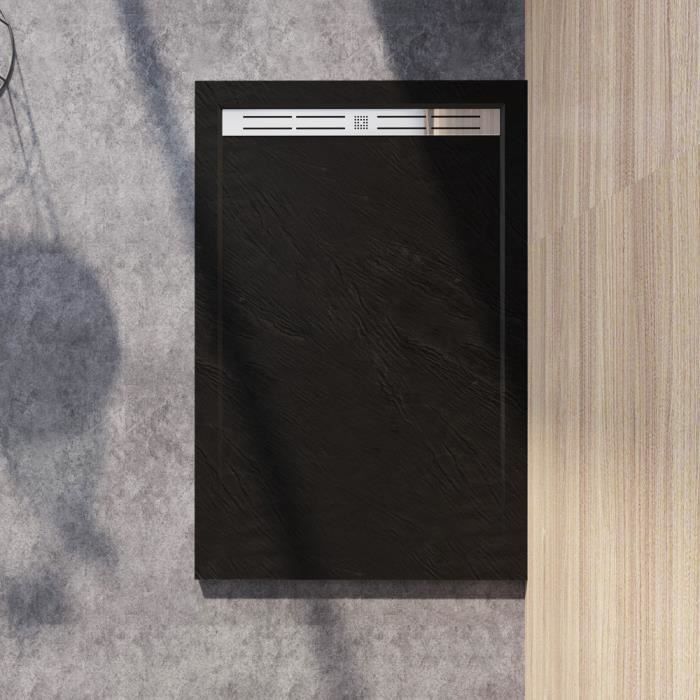 Receveur de douche extra-plat en résine avec cadre Noir 160X90 cm -  Cdiscount Bricolage