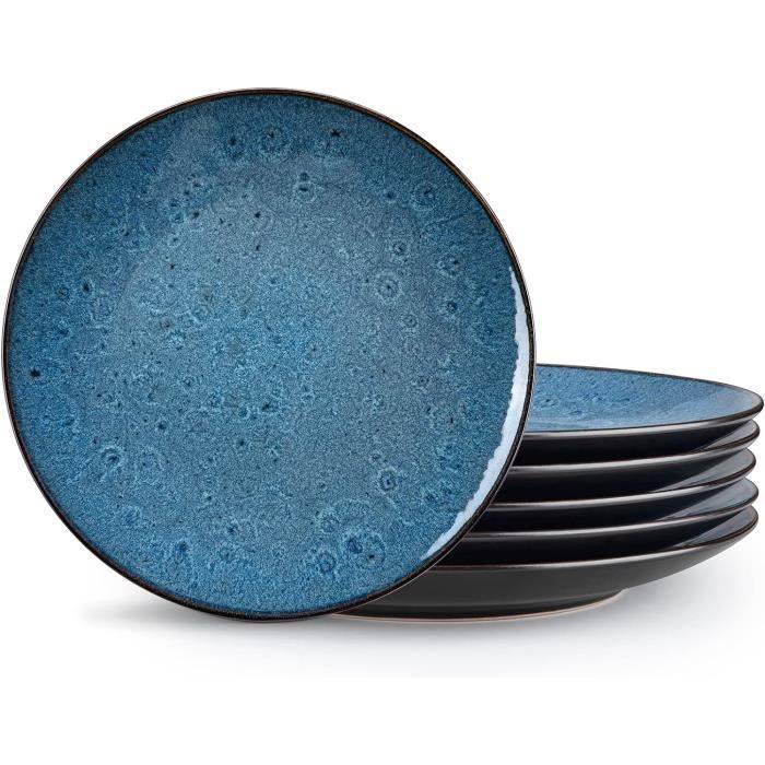 Bubble Blue Lot De 6 Assiettes À Dîner 27 Cm Passe Au Micro-Ondes Et Au