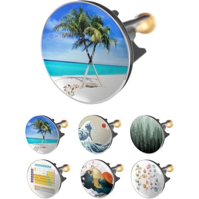 Bonde Lavabo Décorée Design Fleur Sur Galets - Bouchon XXL 62 Mm Bonde De Lavabo