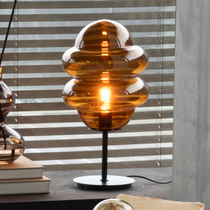Lampe de table 1 lampe 28x28x52 cm en verre marron - HONEY