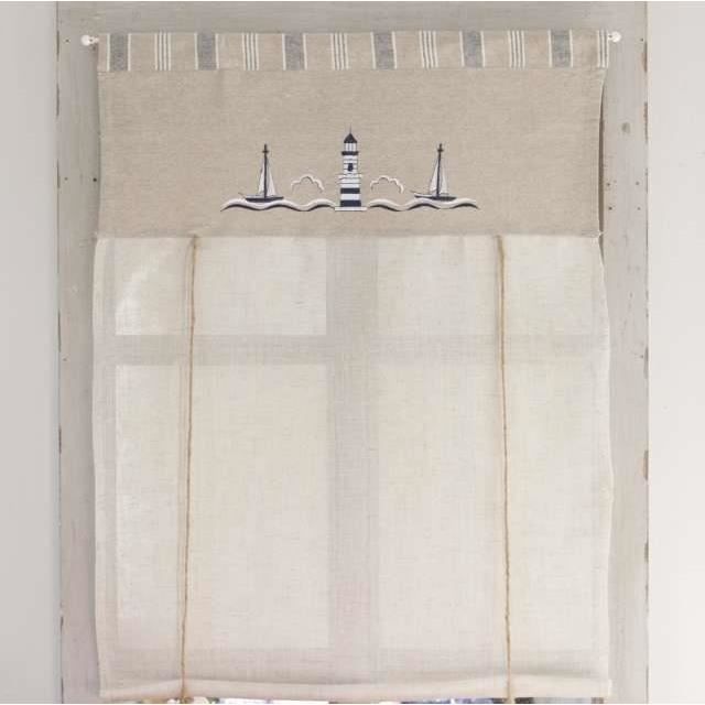 Rideau De Cuisine Style Campagnard - 140x130cm - Dentelle Brodée - Demi-Rideau Brise-vue