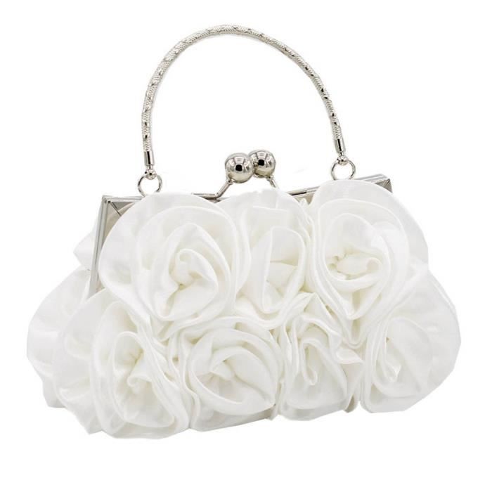 Femmes Satin Rose Sac A Main En Couleur Pure Sacs De Soiree Sacs A