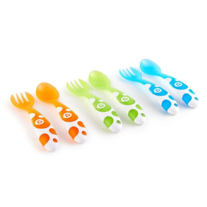 Munchkin Fourchettes Et Cuilleres Multicolores Lot De 6 Cdiscount Puericulture Eveil Bebe