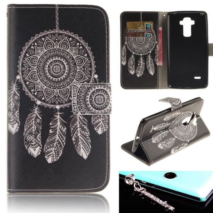 Noir Carrousel protection portefeuille cartes housse Coque Pochette en PU Cuir etui a rabat Case Pour LG G4 Stylus Cdiscount Telephonie