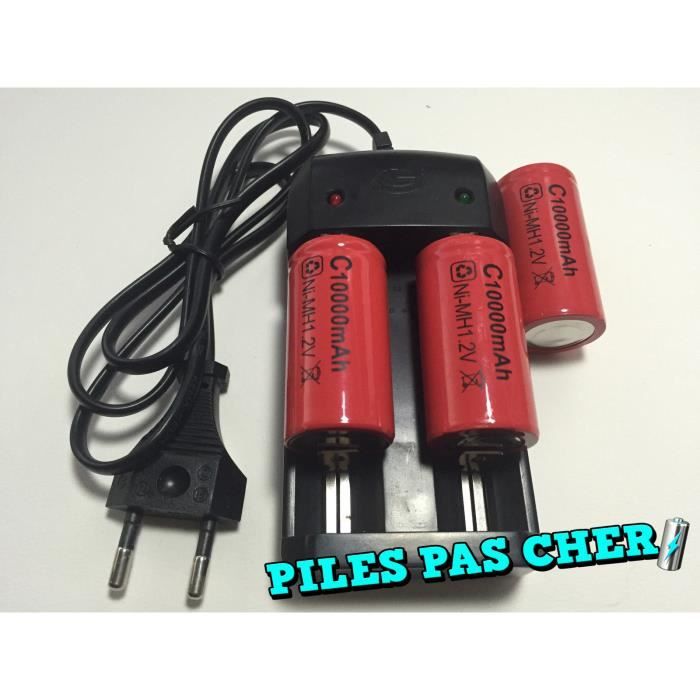 3 PILES ACCUS C R14 LR14 10000mAh RECHARGEABLE 1.2V Ni-Mh + CHARGEUR NEUF  2016 - Cdiscount Jeux - Jouets