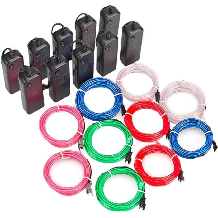 10X1M Fil Néon À Pile El Câble Guirlande Lumineuses 3 Mode Éclairage