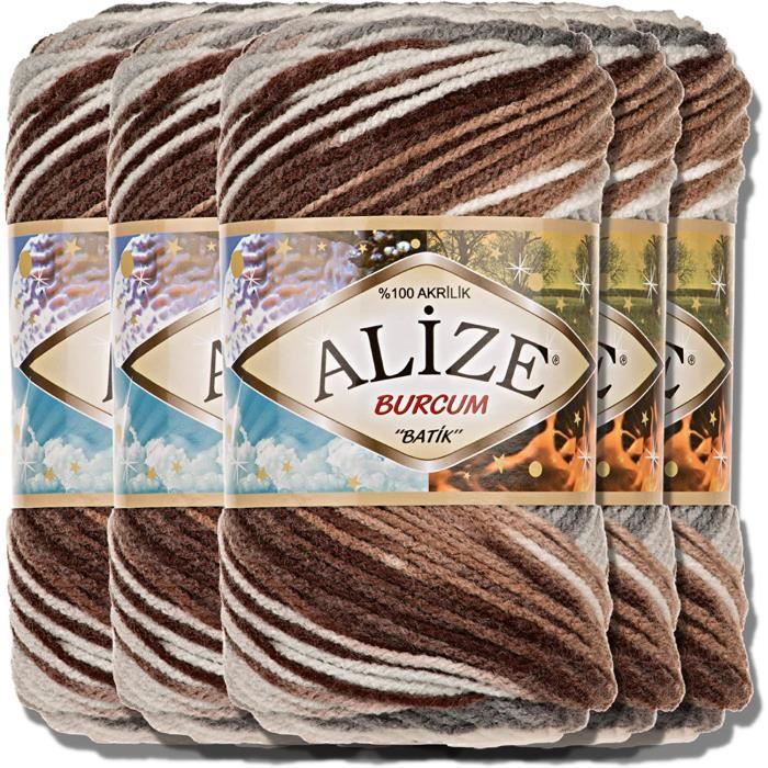 Laine Alize Burcum Batik - Lot De 5 Pelotes 100g En Acrylique, 29 Couleurs Dégradées Pour Tricot Et Crochet