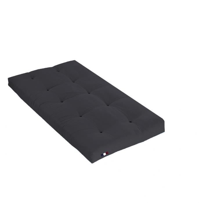 Matelas Futon Latex Couleur Gris Anthracite, Dimensions 90 x 190 cm