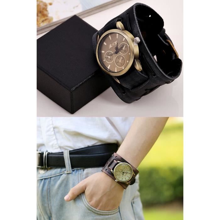 Montre manchette cuir discount homme
