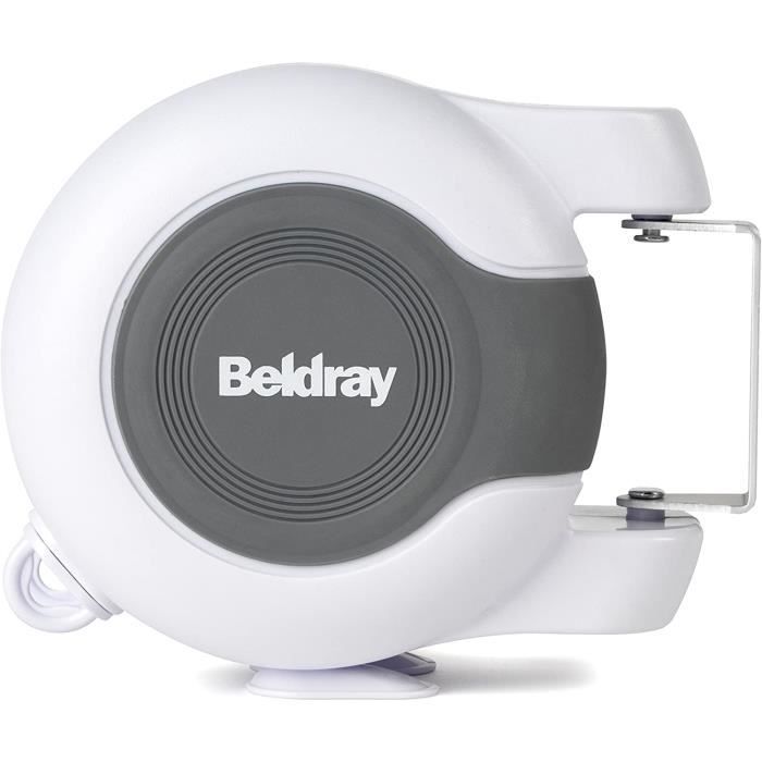 Corde à Linge Rétractable Beldray - 15m - Extensible/Anti-Relâchement - Pour Intérieur & Extérieur