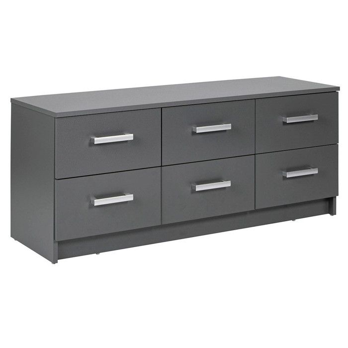 Commode 6 Tiroirs Design Azio 122cm Gris Commode 6 Tiroirs Design Azio 122cm Gris