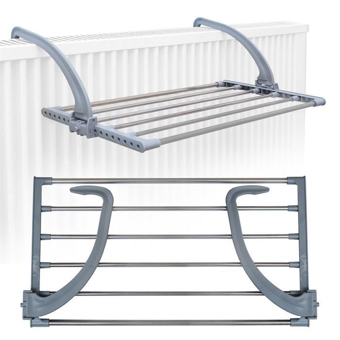 EYEPOWER Étendoir Séchoir à Linge Pliant 62x32x20,5cm à accrocher sur Le radiateur fenêtre Bain pour étendre sécher lessive vêtements mouillées Acier INOX