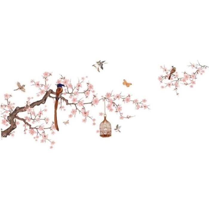2pcs Stickers Muraux Noir Fleur Vigne Papillon - Autocollant Réfrigérateur Et Placard 140x50cm