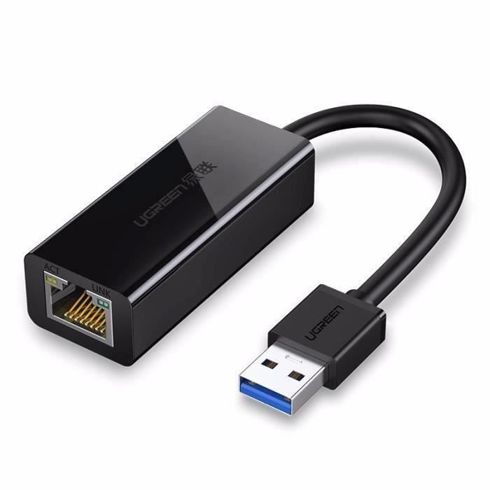Adaptateur Ethernet USB UGREEN Adaptateur réseau Micro USB vers RJ45 LAN  pour
