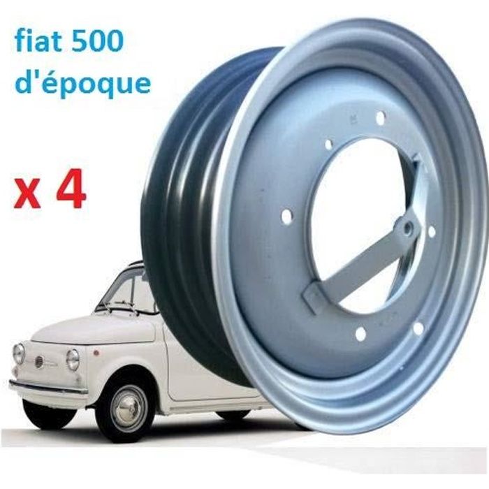 roues jantes en fer ( 4 pièces ) FIAT 500 F / L d'époque