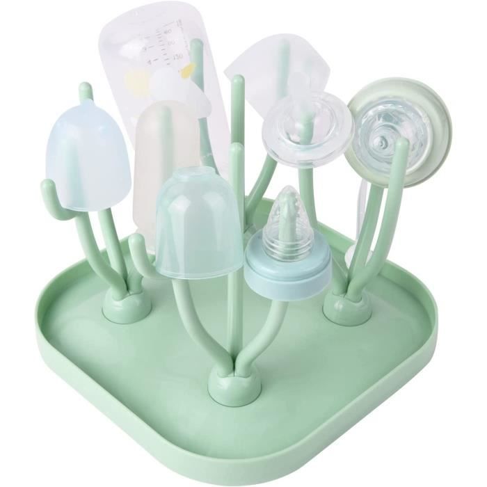 Égouttoir Vertical Pour Biberons - 12 Crochets, Bac Amovible, Sans BPA, Gain De Place (gris) - 5