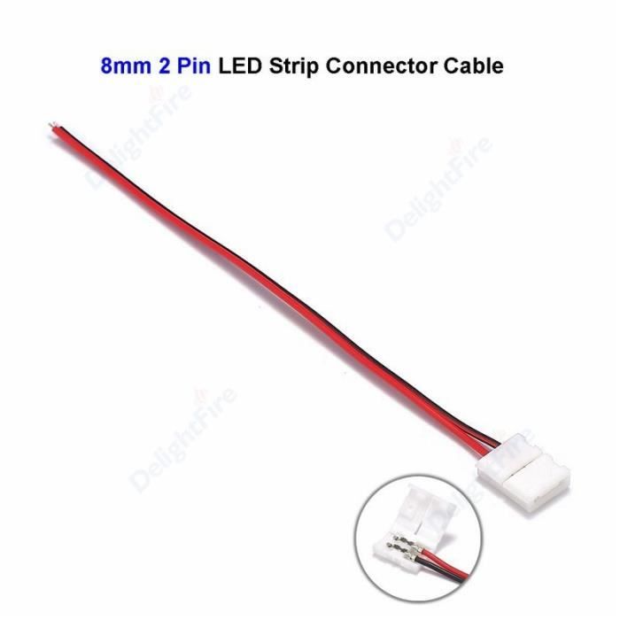 2pin 8 mm - 100pcs - Connecteur de bande LED RGB RGBW, fil