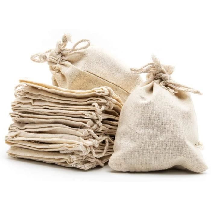 RUBY Pochon Tissu, 50 Pièces Petits Sacs en Tissu Sachet Coton 9 x 11cm,Sac  Toile de Jute Pochette Tissu Cordon Sac en Tissu Bijoux Sacs Cadeaux Sachet  de Thé Reutilisable (M) 