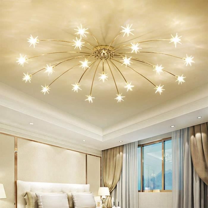 Lanekd LED avec Decor etoile Salon Plafonnier Star Design Chambre Lampes de Plafond La Chambre des Enfants Lustres Verre Abat-jo
