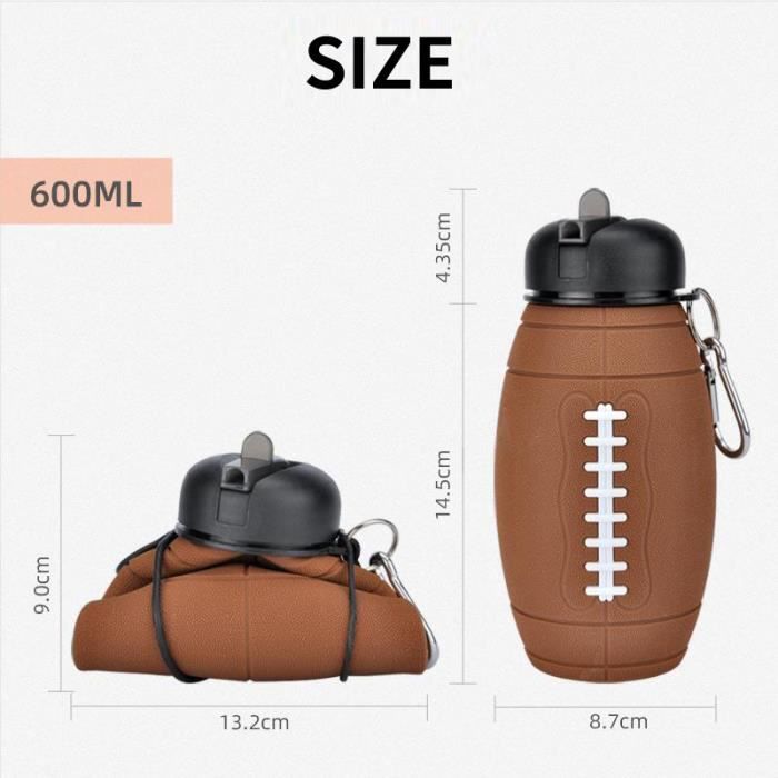 Gourde Pliable En Silicone Capybara Football – Bouteille Compacte 200 Ml / 550 Ml Avec Mousqueton, Pour Enfant Et Ado