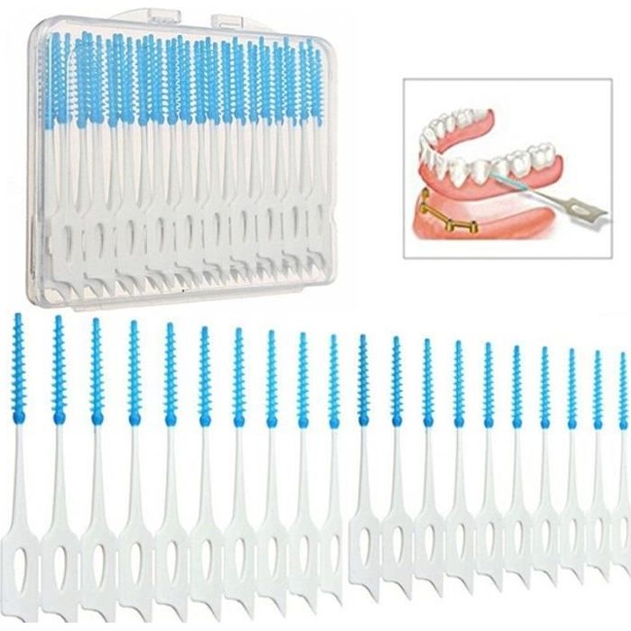 Nettoyage dents,Y & W & F 40 brosses interdentaires jetables fil dentaire élastique doux soins buccaux cure dents en plastique