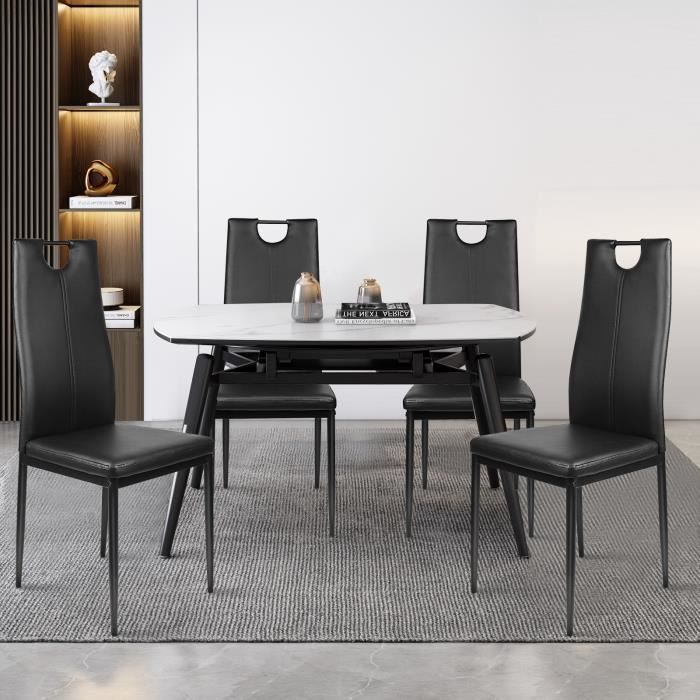 chaises de salle à manger noires b.livem - lot de 4 - en cuir pvc écologique - pieds en métal