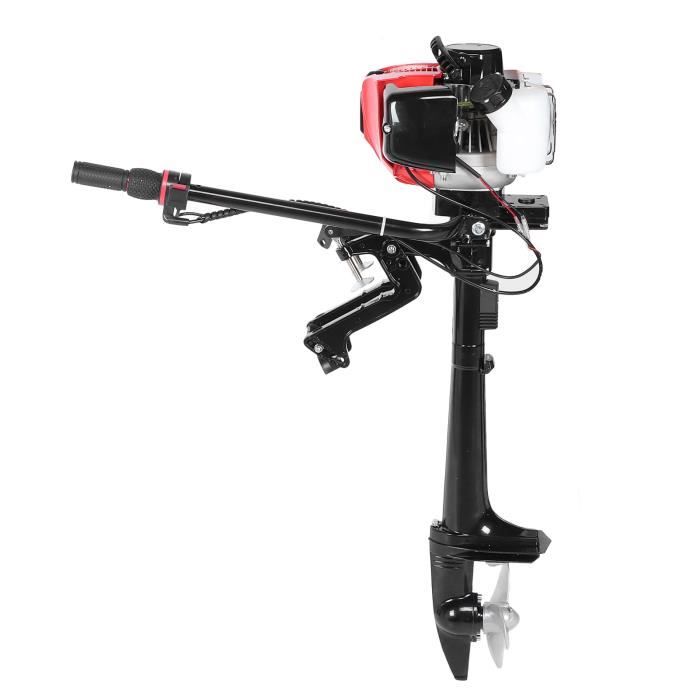 Moteur Hors-bord 2 Temps 2,3 CV - Arbre Court 75 Cm, Réservoir 0,85L, Démarrage Manuel - Pour Petits Bateaux, Pêche
