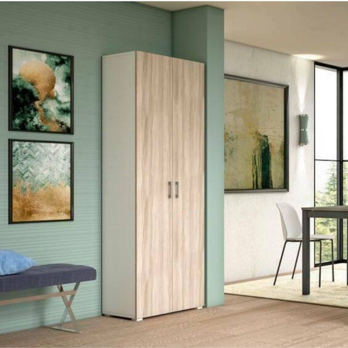 Dmora - Armoire polyvalente 2 portes Ginestra 72x37h195 cm Chêne Blanc Panneau effet bois Dmora - Armoire polyvalente 2 portes Ginestra 72x37h195 cm Chêne Blanc Panneau effet bois