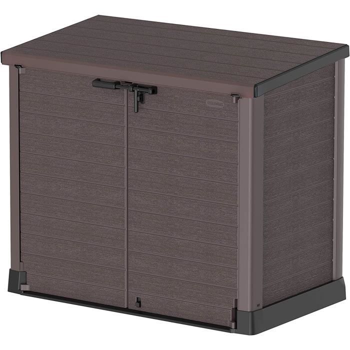 Abri Jardin Duramax Cedargrain 1200L - Cache Poubelles 2x240L - Plastique Résistant 145x85x125cm