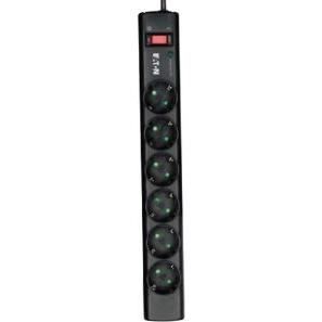 Multiprise/Parafoudre – EATON Protection Strip 6 Tel DIN – PS6TD – 6 prises DIN européennes + 1 prise téléphonique RJ – Noir