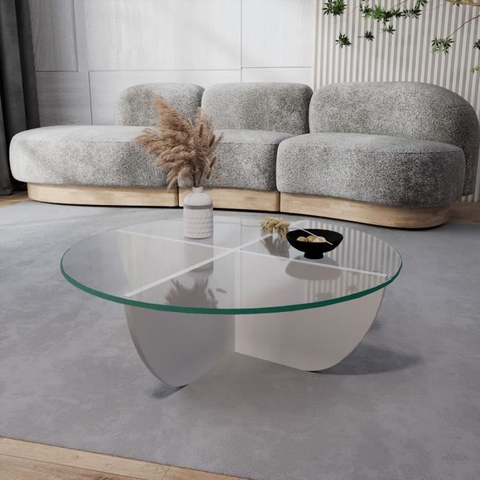 table basse - emob - locelso - plateau en verre trempé - design élégant - blanc