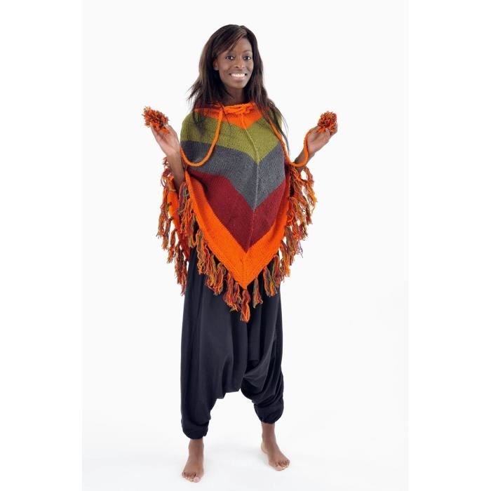 Fantazia Accessoires ethniques Poncho pure laine douce du Nepal multicolore Cdiscount Pret a Porter