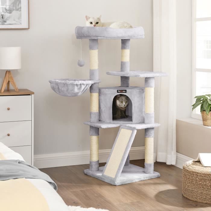 Arbre A Chat 124 Cm Griffoir Niche Hamac Plate Forme D Observation Gris Clair Pct941w01 Feandrea Cdiscount Animalerie Arbre A Chat 124 Cm Griffoir Niche Hamac Plate Forme D Observation Gris Clair Pct941w01 Feandrea Cdiscount Animalerie